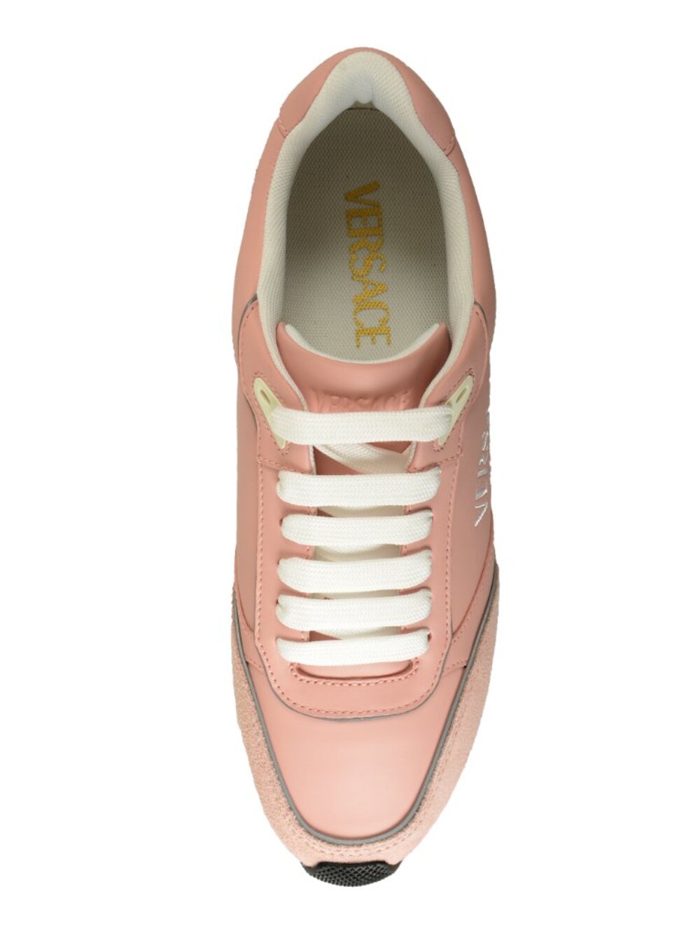 Versace Women's Pale Pink 100%Leather Logo Embroidery Sneakers Shoes US 8 IT 38 - Picture 7 of 8